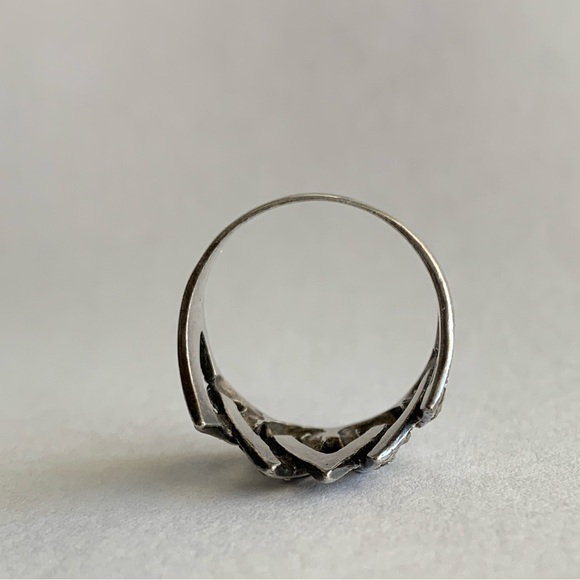 New vintage 4 hearts marcasite silver cocktail ring - Picture 7 of 13